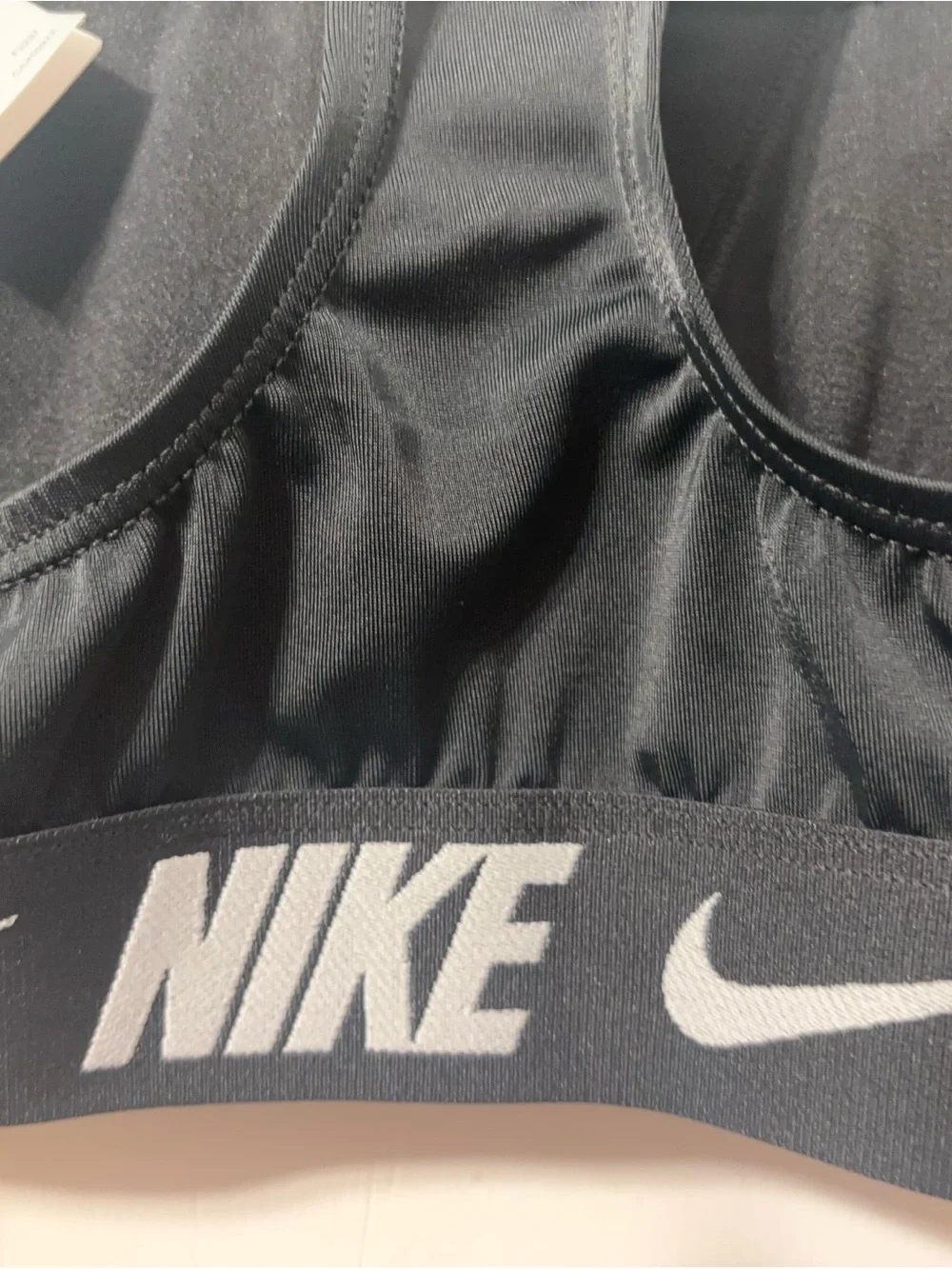 Nike Black Sports Bra with White Logo Band